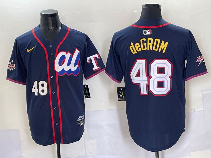 Men 2025 Texas Rangers #48 DeGrom Drak blue Nike MLB All Star jersey style 5->new york yankees->MLB Jersey